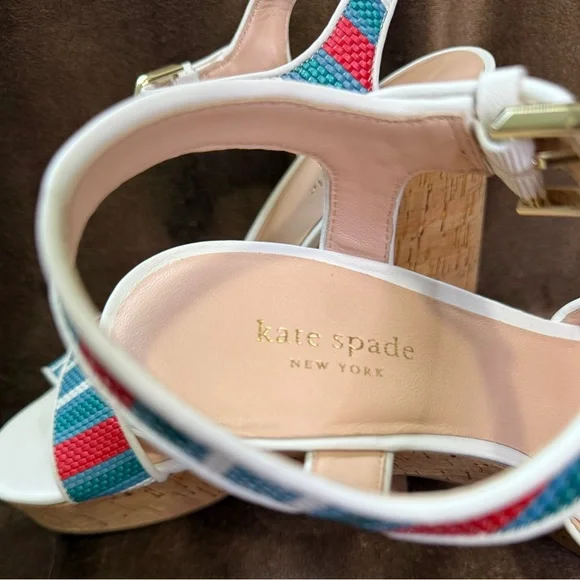 Kate Spade New York Grace Striped Raffia Platform Sandals 9B - Picture 4 of 9